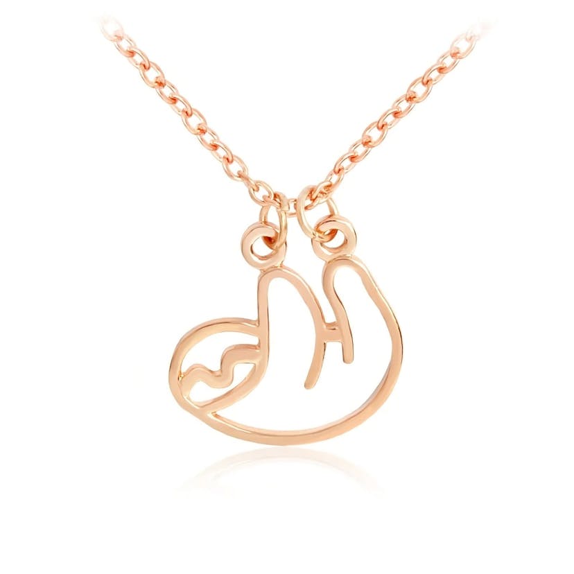 Rose Gold Sloth Pendant Necklace